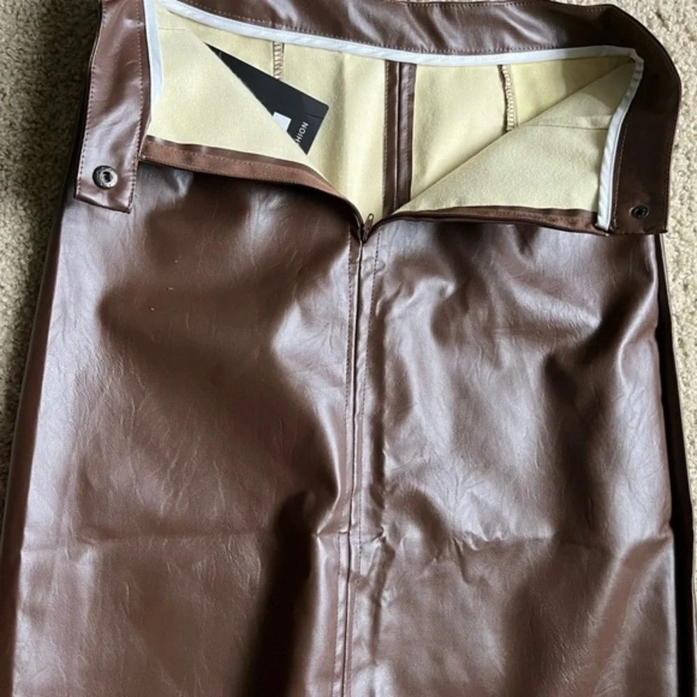 New PU Leather Skirts for Women High Waist Fall Straight‎ Elegant Split Skirt…